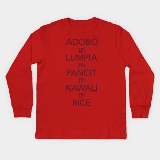 Adobo, Lumpia, Pancit, Kawali & Rice Pinoy Food Tee Tshirt Kids Long Sleeve T-Shirt